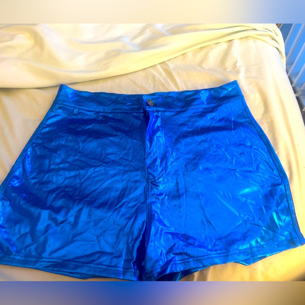 Metallic royal blue stretchy shorts